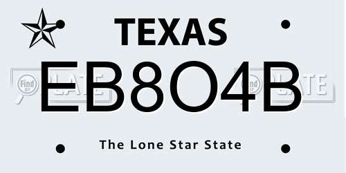EB8O4B Texas License Plate