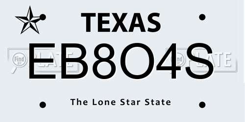 EB8O4S Texas License Plate