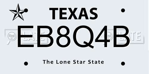 EB8Q4B Texas License Plate