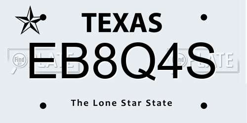 EB8Q4S Texas License Plate