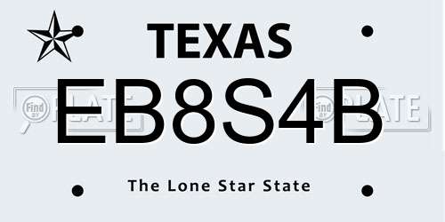 EB8S4B Texas License Plate