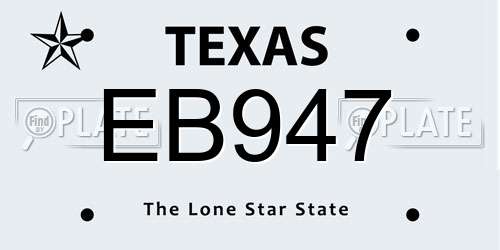 EB947 Texas License Plate