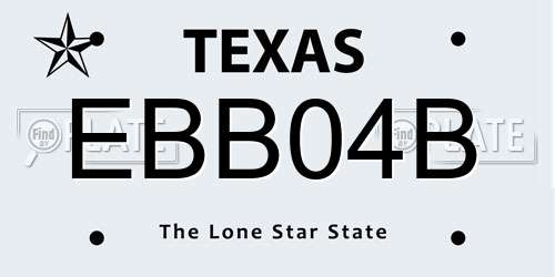 EBB04B Texas License Plate