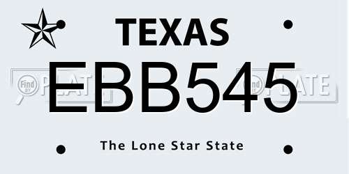 EBB545 Texas License Plate