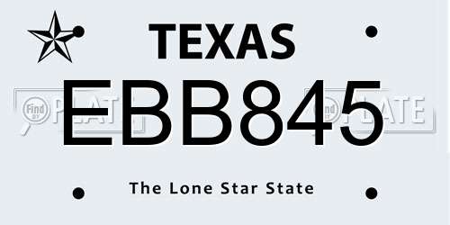 EBB845 Texas License Plate