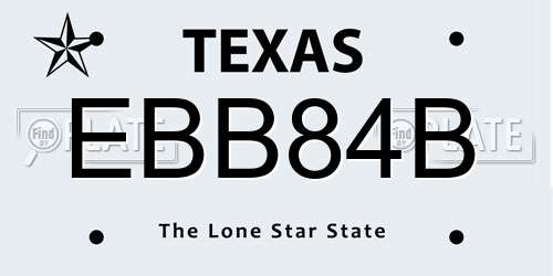 EBB84B Texas License Plate