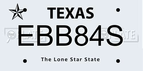EBB84S Texas License Plate