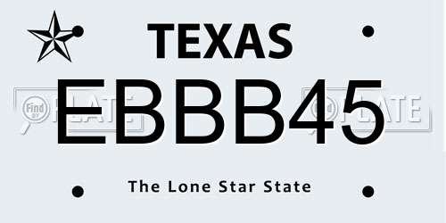 EBBB45 Texas License Plate
