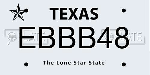 EBBB48 Texas License Plate