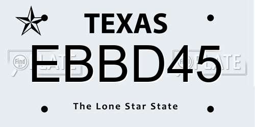 EBBD45 Texas License Plate