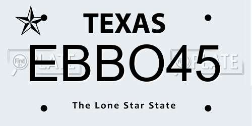EBBO45 Texas License Plate