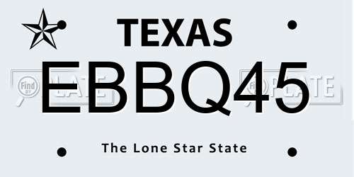 EBBQ45 Texas License Plate
