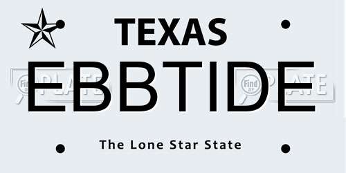 EBBTIDE Texas License Plate