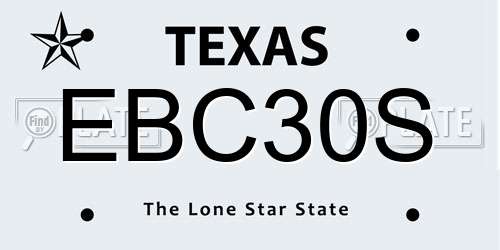 EBC30S Texas License Plate