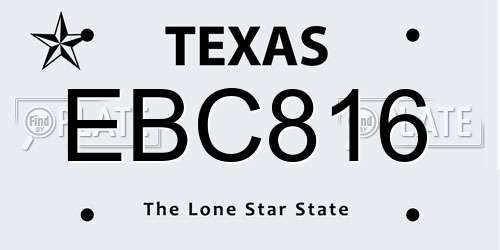 EBC816 Texas License Plate