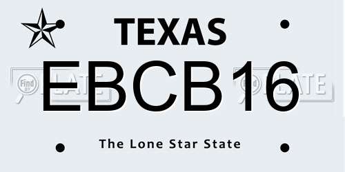 EBCB16 Texas License Plate