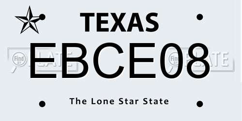 EBCE08 Texas License Plate