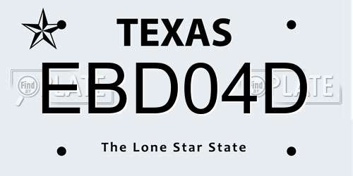 EBD04D Texas License Plate