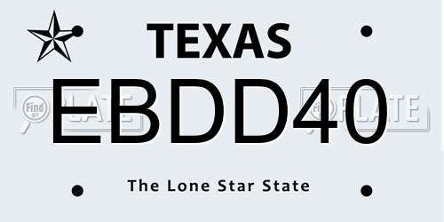 EBDD40 Texas License Plate