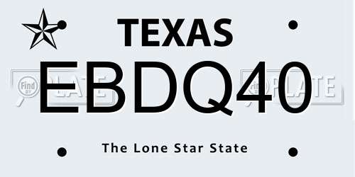 EBDQ40 Texas License Plate