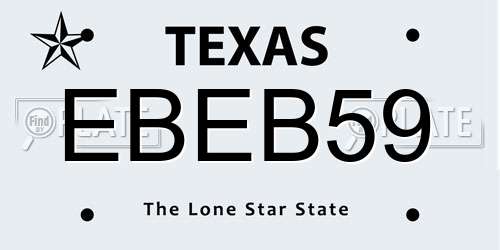 EBEB59 Texas License Plate