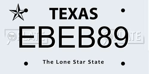 EBEB89 Texas License Plate