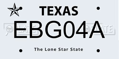 EBG04A Texas License Plate