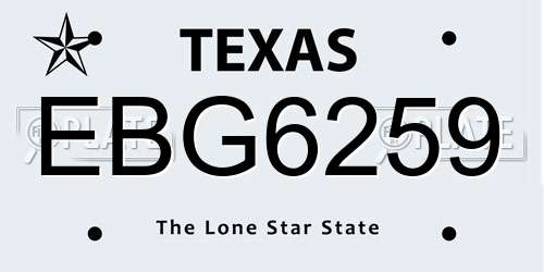 EBG6259 Texas License Plate