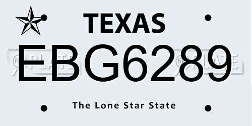EBG6289 Texas License Plate