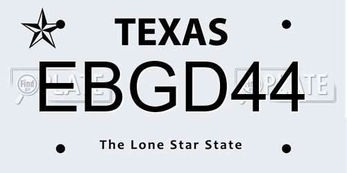 EBGD44 Texas License Plate