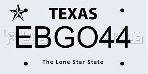 EBGO44 Texas License Plate