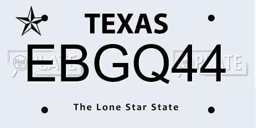 EBGQ44 Texas License Plate