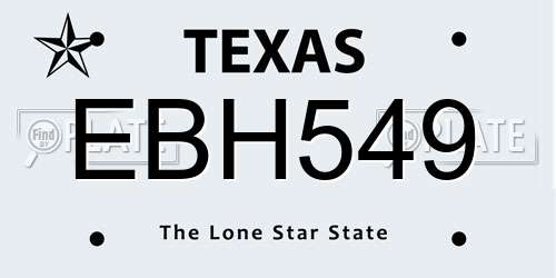 EBH549 Texas License Plate