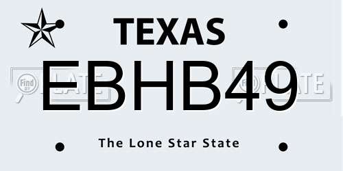 EBHB49 Texas License Plate