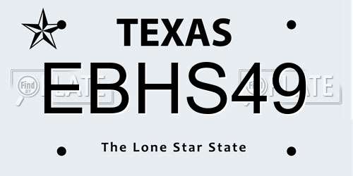 EBHS49 Texas License Plate