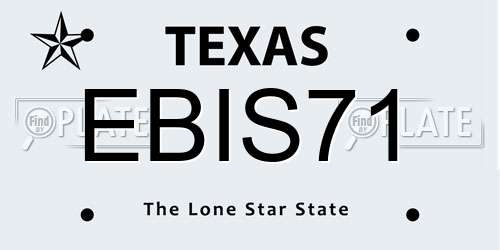 EBIS71 Texas License Plate