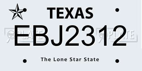 EBJ2312 Texas License Plate