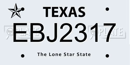 EBJ2317 Texas License Plate