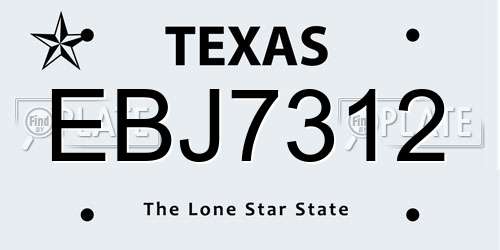 EBJ7312 Texas License Plate