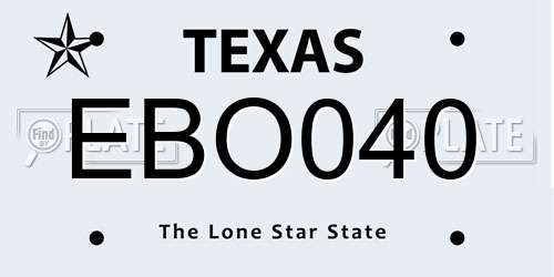 EBO040 Texas License Plate