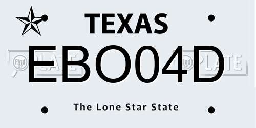 EBO04D Texas License Plate