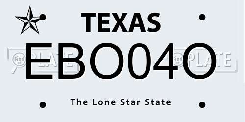 EBO04O Texas License Plate
