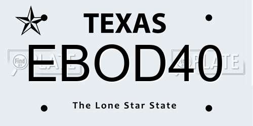 EBOD40 Texas License Plate