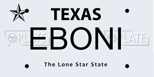EBONI Texas License Plate