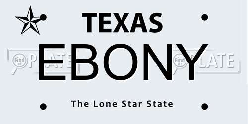 EBONY Texas License Plate