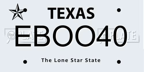 EBOO40 Texas License Plate