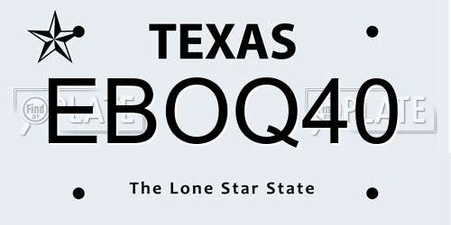 EBOQ40 Texas License Plate
