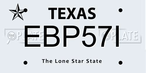 EBP57I Texas License Plate
