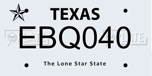 EBQ040 Texas License Plate
