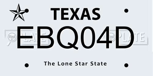 EBQ04D Texas License Plate